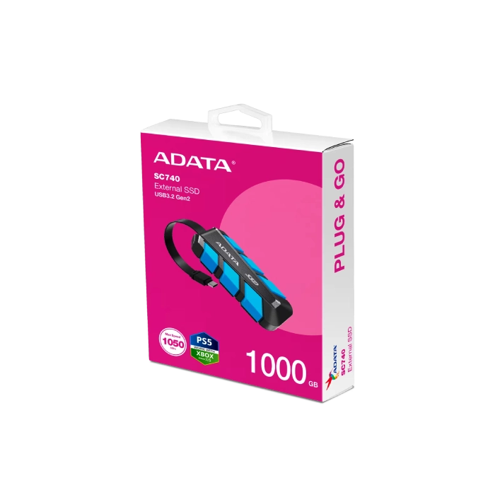 HD SOLIDO EXTERNO 1TB ADATA SC740 USB 3.2 GEN 2 TIPO C 1050 MB/S LECTURA 1000 MB/S ESCRITURA SC740-1000G-CBU-8