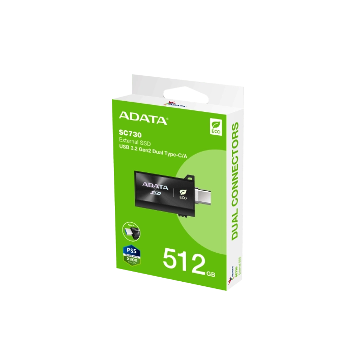 HD SOLIDO EXTERNO 512GB ADATA SC730 USB 3.2 GEN 2 TIPO C/A 600 MB/S LECTURA 600 MB/S ESCRITURA SC730-512G-CACTI-4
