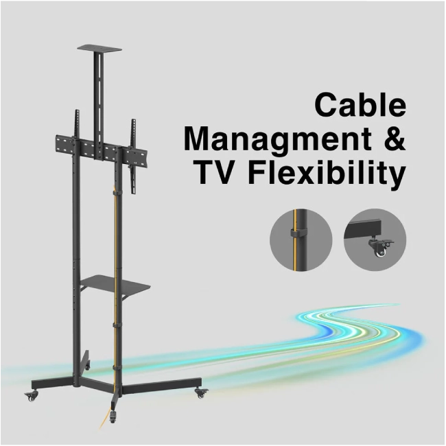 SOPORTE MOVIL ARGOM PARA TV 37" A 70" CON ESTANTES Y SOPORTE PARA CÁMARA-6