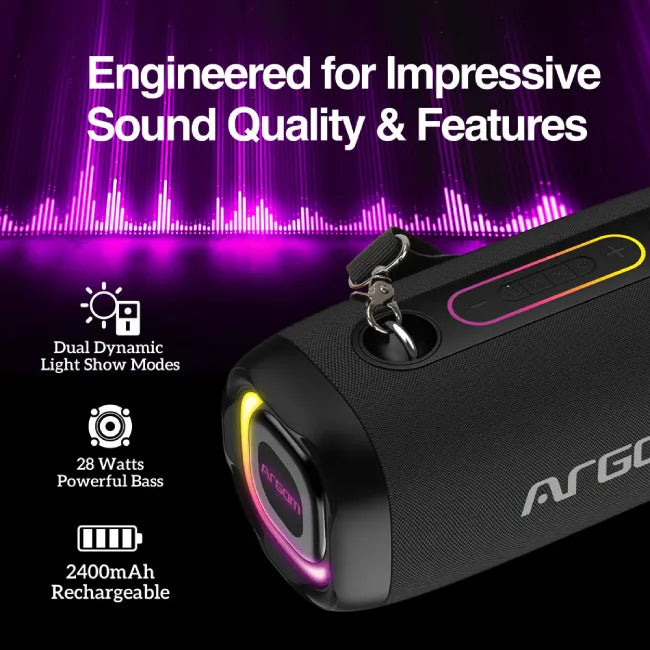 Bocina Argom ARG-SP-3141BK Altavoz Bluetooth Inalambrico Premium Radyon X41 con Luces LED-13