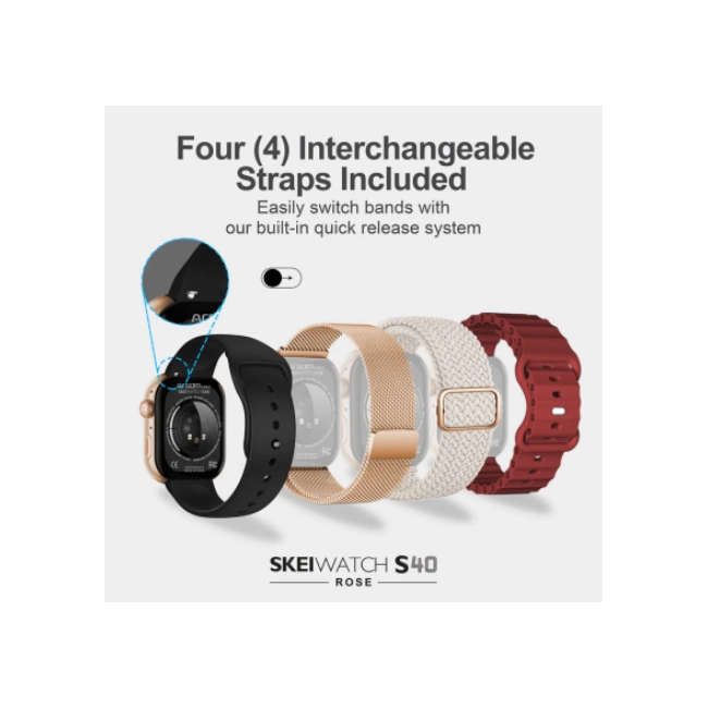SKEIWATCH ARGOM S40 ROSE GOLD - PANTALLA TFT 2.01", 4 CORREAS, RESISTENCIA IP67