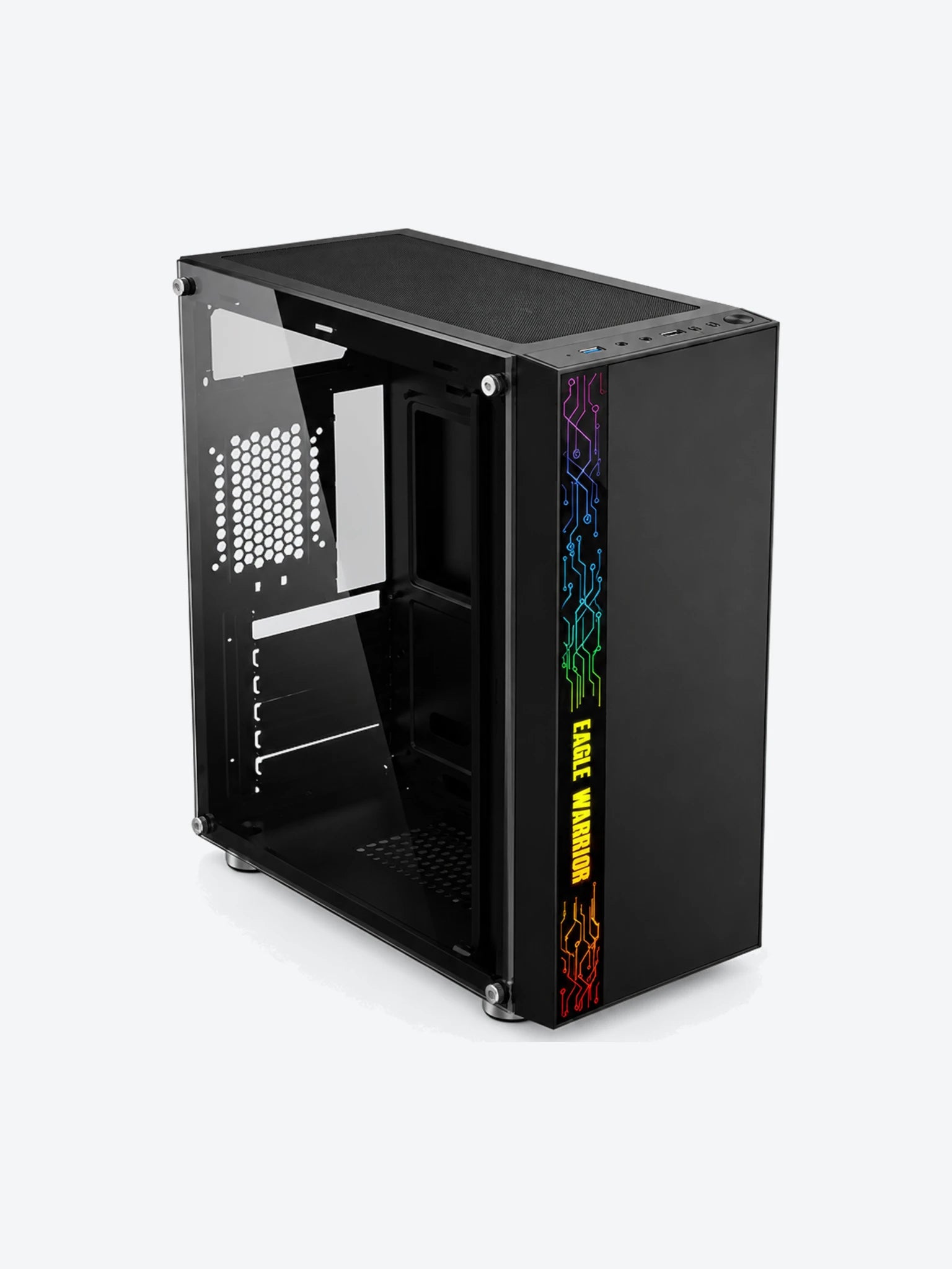 CASE GAMING  EAGLE WARRIOR CG17Z3RA001C MID TOWER SIN VENTILACIÓN INCLUIDA CON VIDRIO FRONTAL Y LATERAL CON ILUMINACIÓN LED