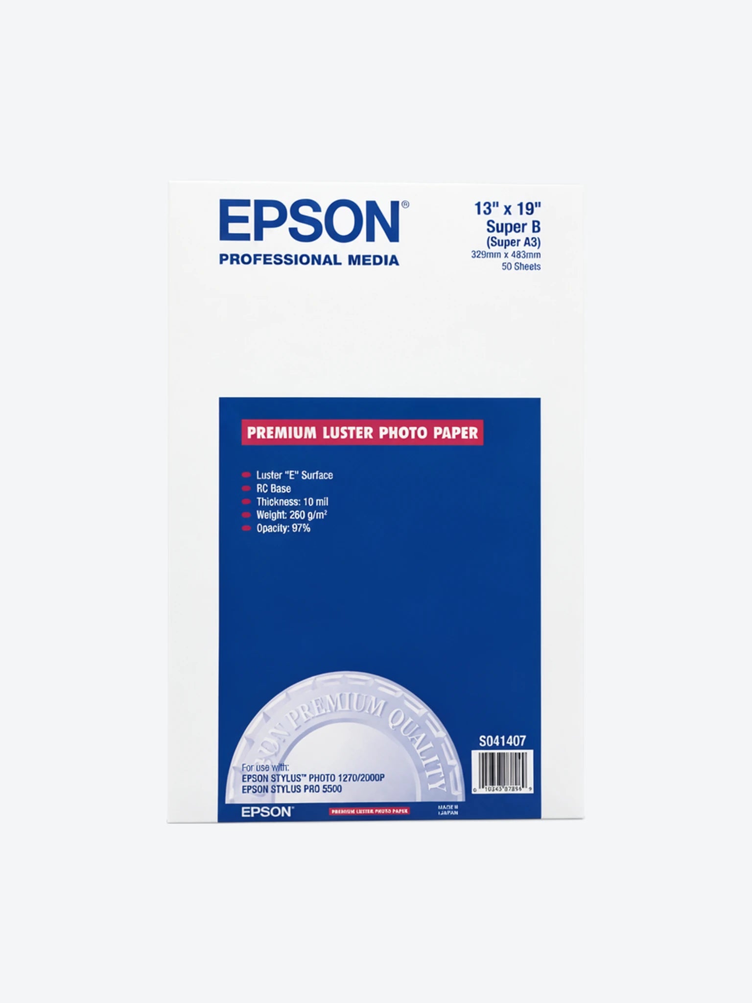 Epson Ultra Premium Photo Paper Luster, 13" x 19", 50 hojas