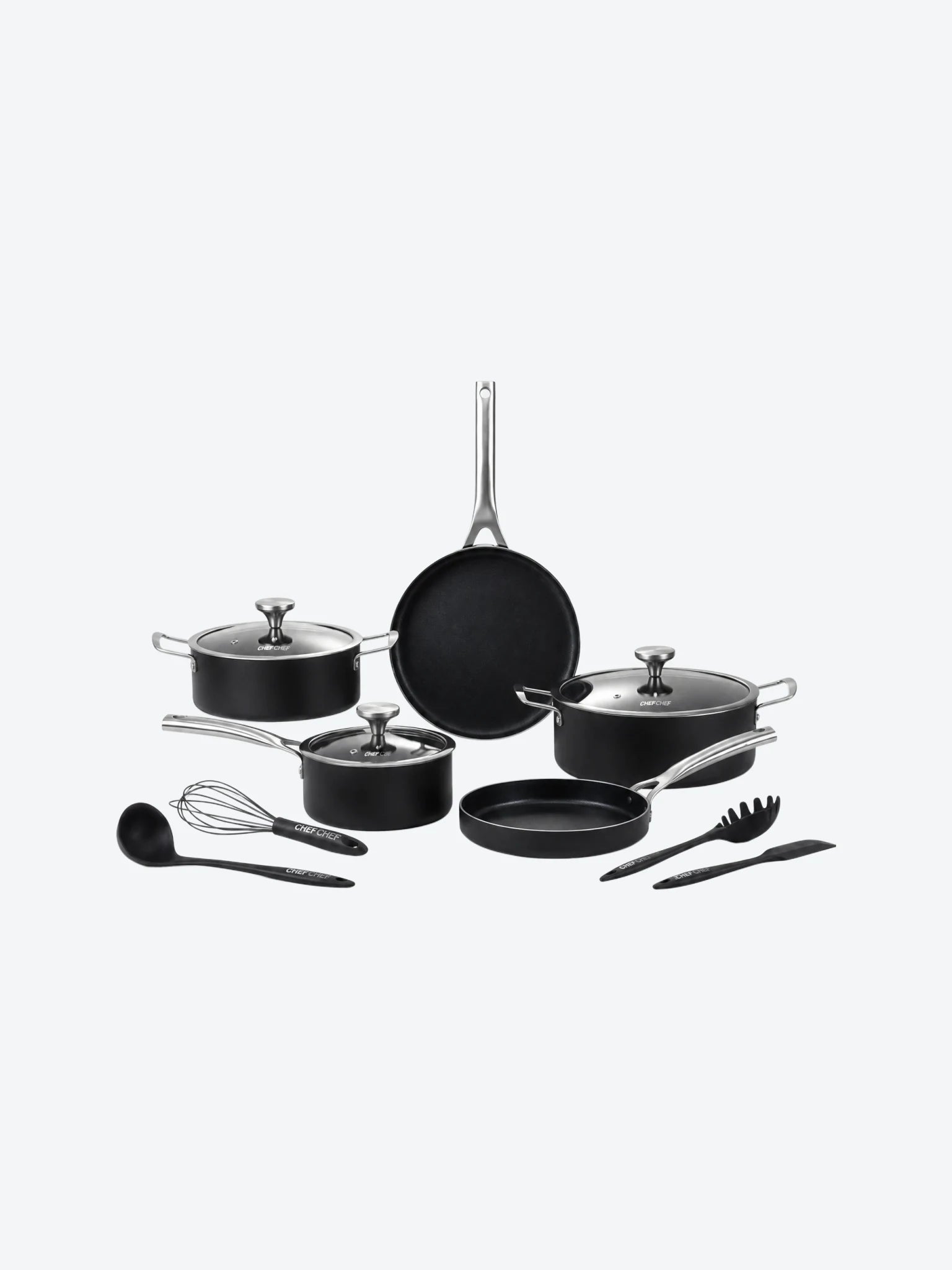 Bateria de Cocina Chef Chef Montana CC0012BTN 12 Piezas Color Negro Mate-1