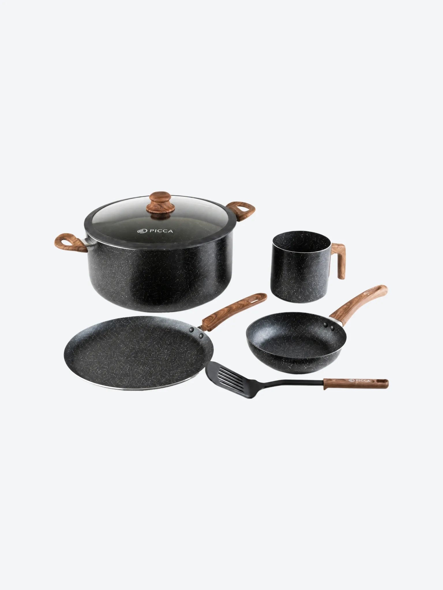 Bateria de Cocina Picca Catania PI006BMG 6 Piezas Color Gris Con Efecto Plateado-1
