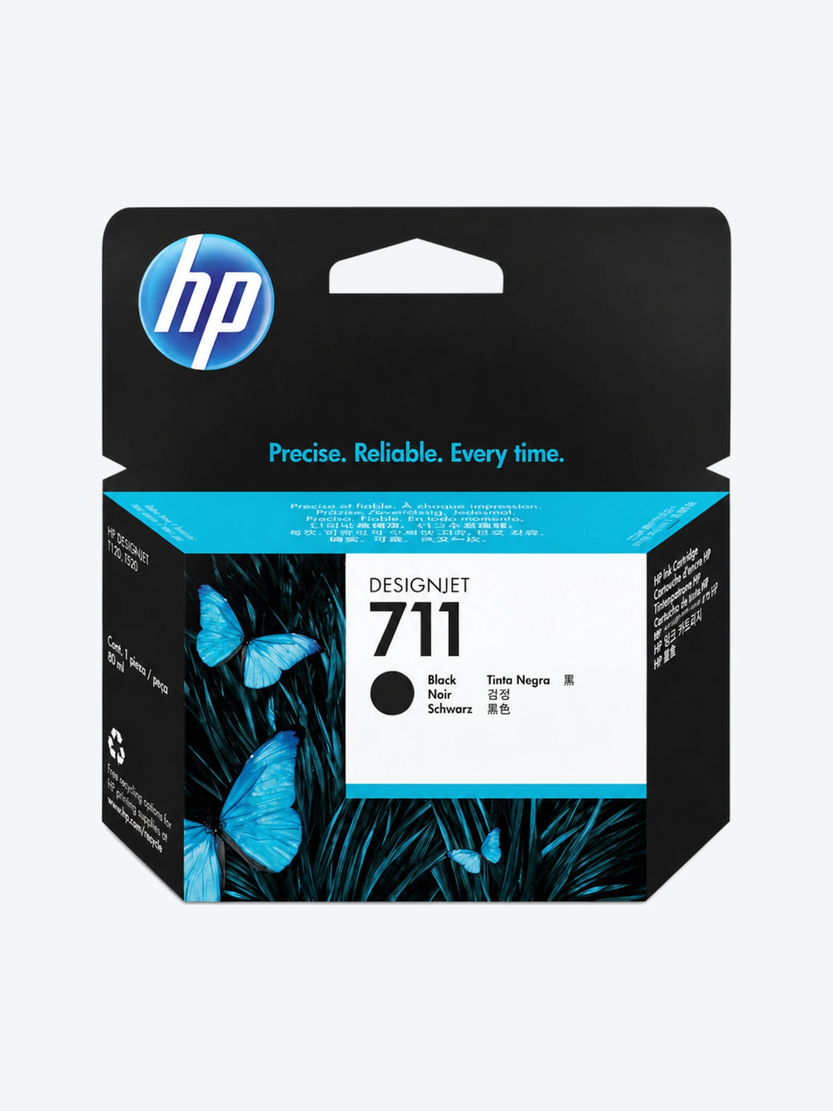 HP 711 - 80 ml - negro - original - cartucho de tinta - para DesignJet T100, T120, T120 ePrinter, T125, T130, T520, T520 ePrinter, T525, T530-1
