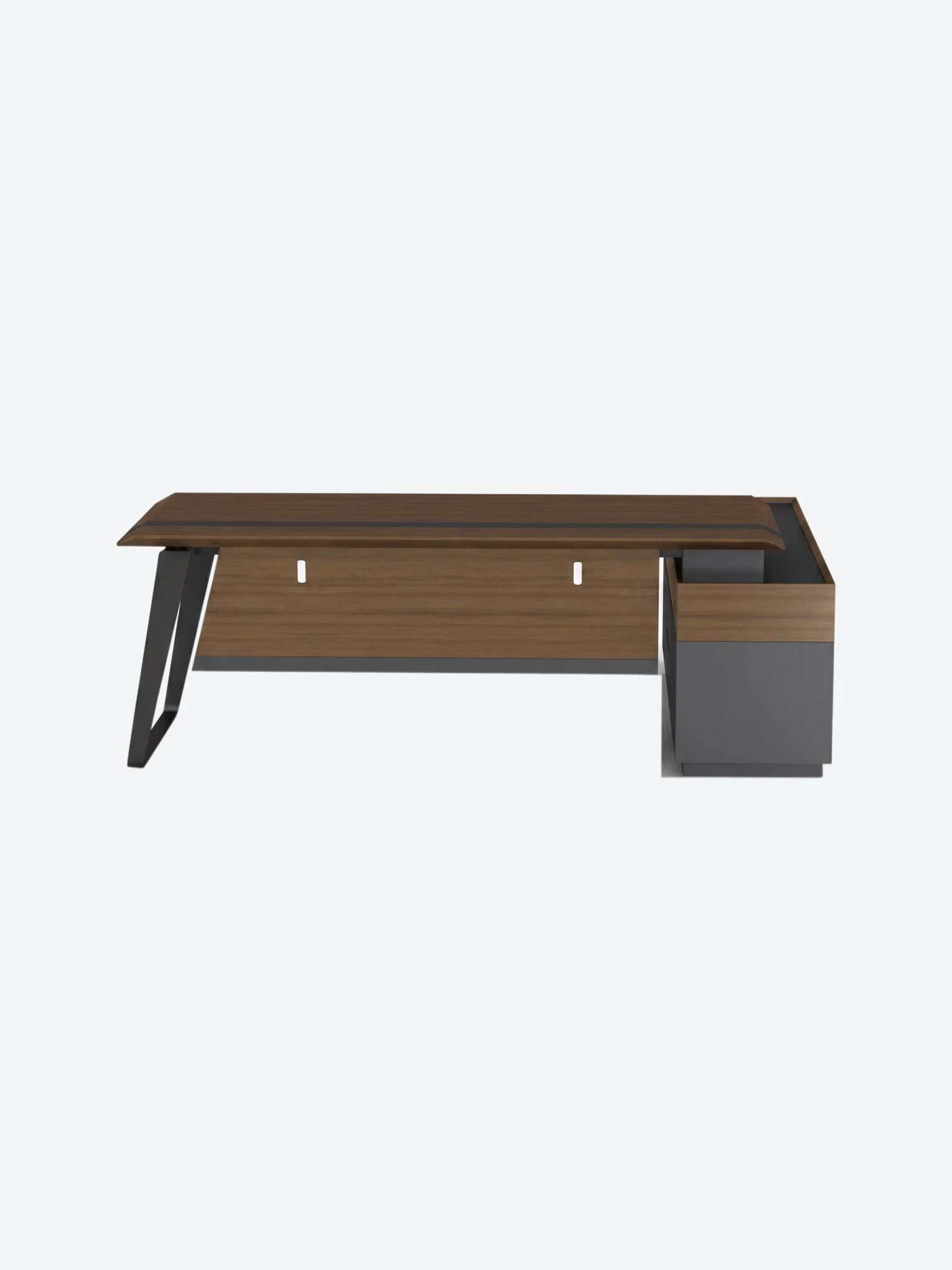 Escritorio Ejecutivo Perry Con Gabinete Derecho Color Madera con Negro-1