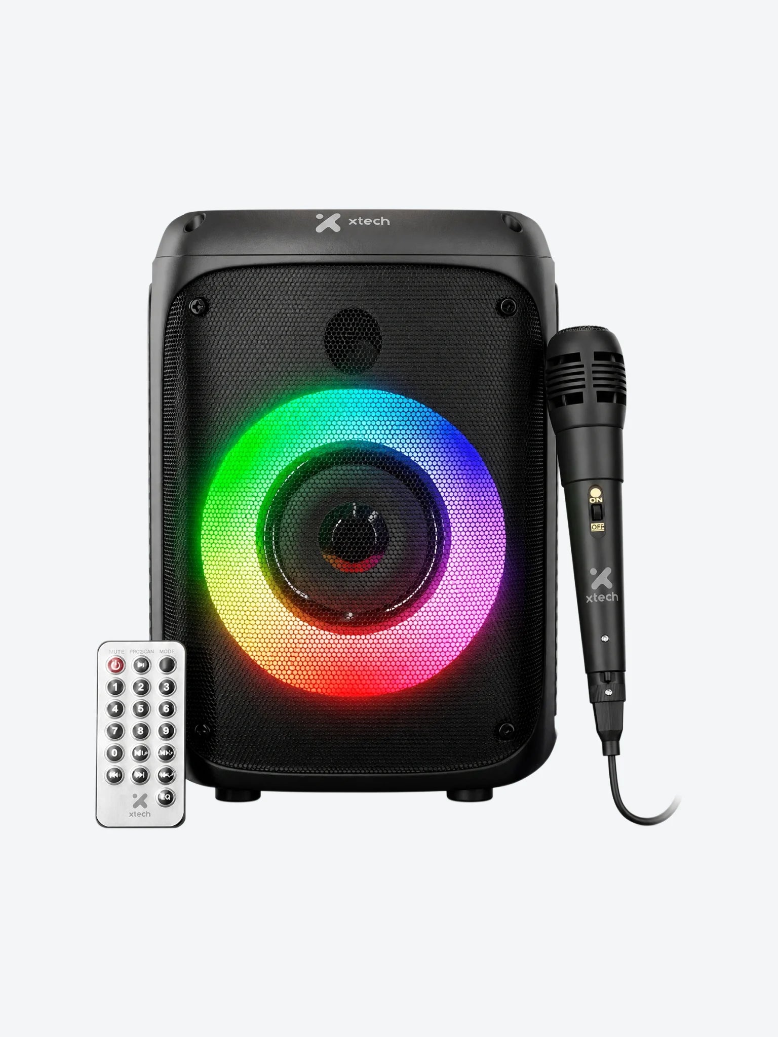 Mini Bocina Xtech XTS-661 Portatil con Microfono y Control Remoto Luces LED Color Negro-1