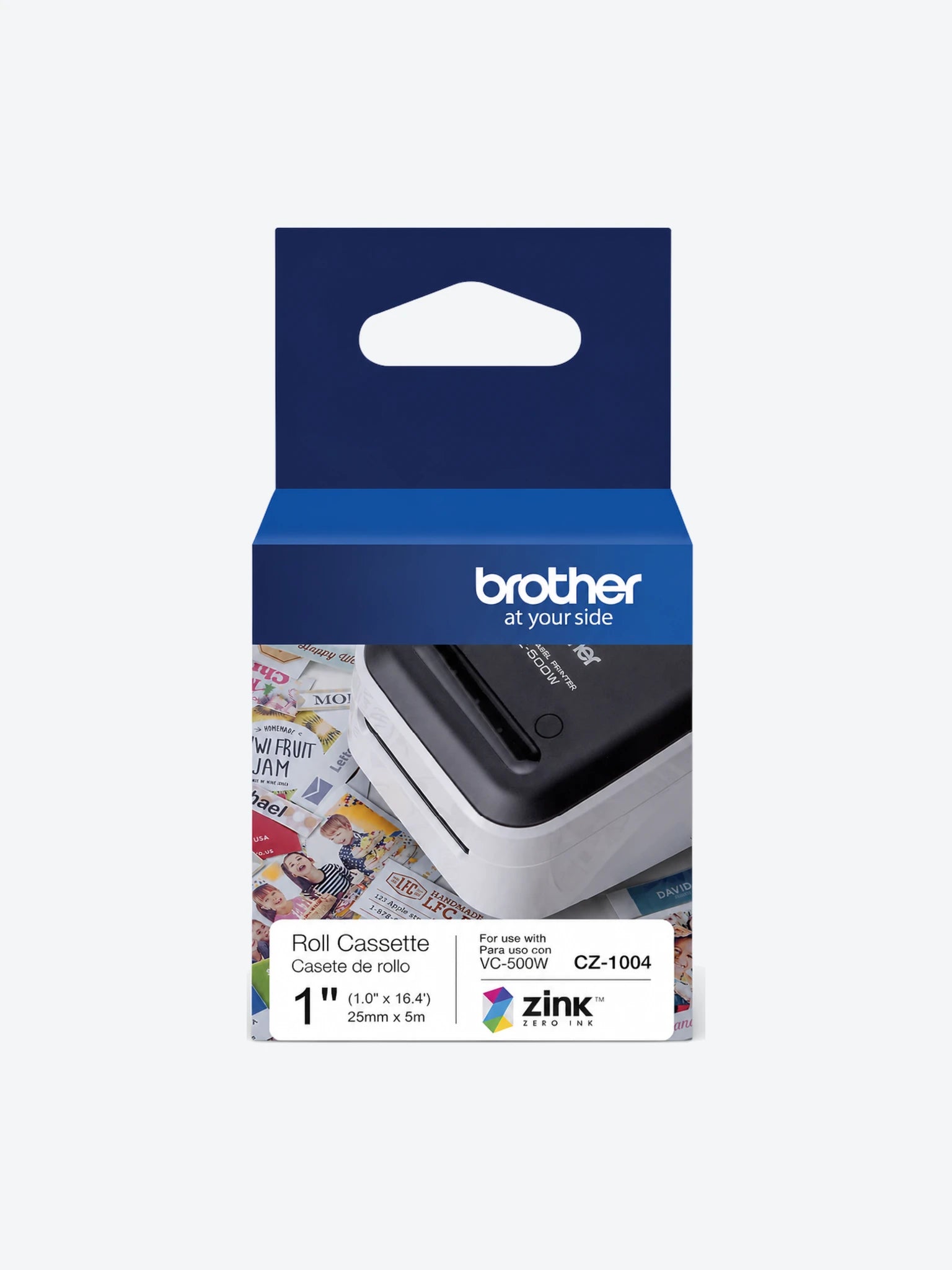 CINTA ADHESIVA CONTINUA A COLOR BROTHER CZ1004 ZERO INK 25MM X 5M COMPATIBLE CON IMPRESORA VC-500W