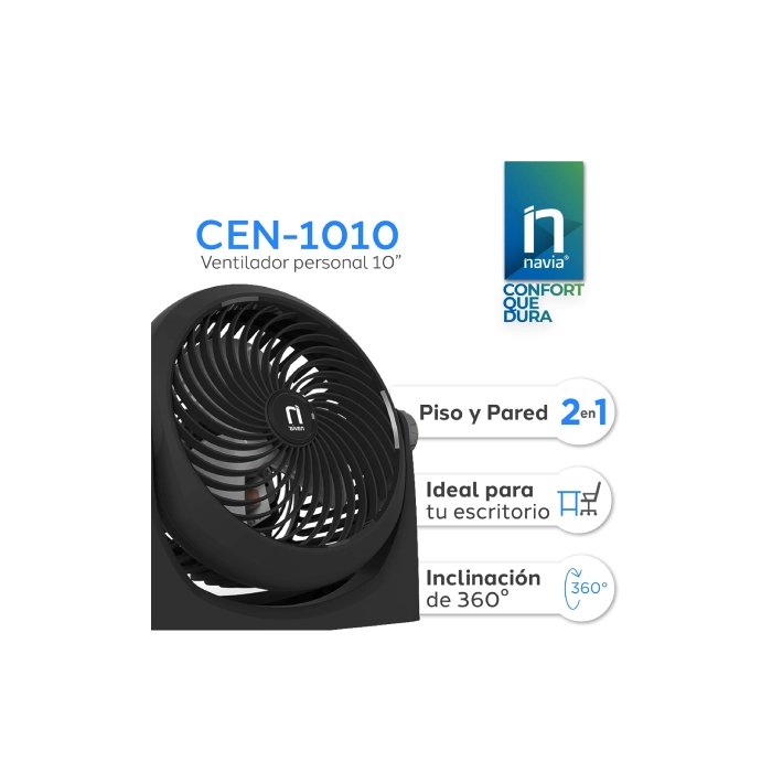 Ventilador Personal Oster 2 en 1 CEN-1010 10"con 3 Velocidades Color Negro-8
