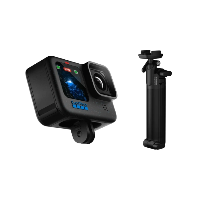 Camara GoPro Hero12 Black 27 MP 5,3K60 Sumergibilidad Hasta 10mts con Mango Ergonomico GoPro 3-WAY 2.0