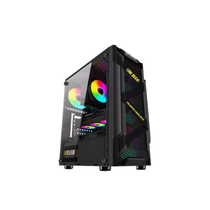 CASE RGB EAGLE WARRIOR CG08Q3RA003C VENTILADORES 3 DE 120MM VIDRIO TEMPLADO Y MALLA CON FUENTE DE PODER FCF2S7W5006C-3