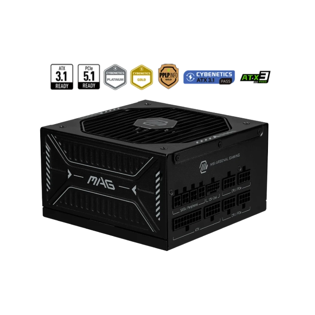 FUENTE DE PODER MSI MAG MAG A1000GLS PCIE5 80 PLUS GOLD FULL MODULAR 306-7ZPIX12-CE0-5