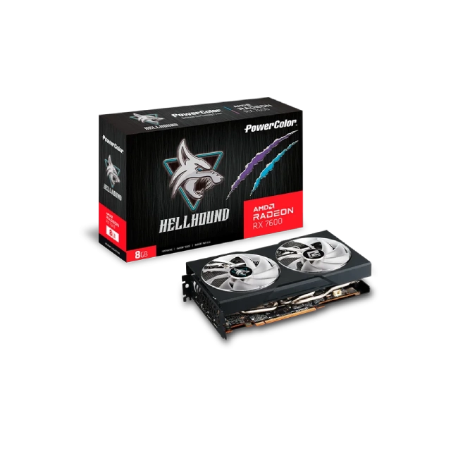 TARJETA DE VIDEO POWERCOLOR HELLHOUND RADEON RX 7600 8GB GDDR6 2280 MHZ  RX7600 8G-L/OC-8