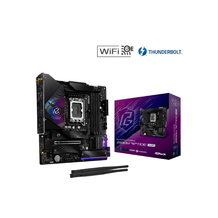 TARJETA MADRE ASROCK Z890M RIPTIDE WIFI LGA1851 MICRO ATX DDR5 MB-Z890MRIPWIFI-6