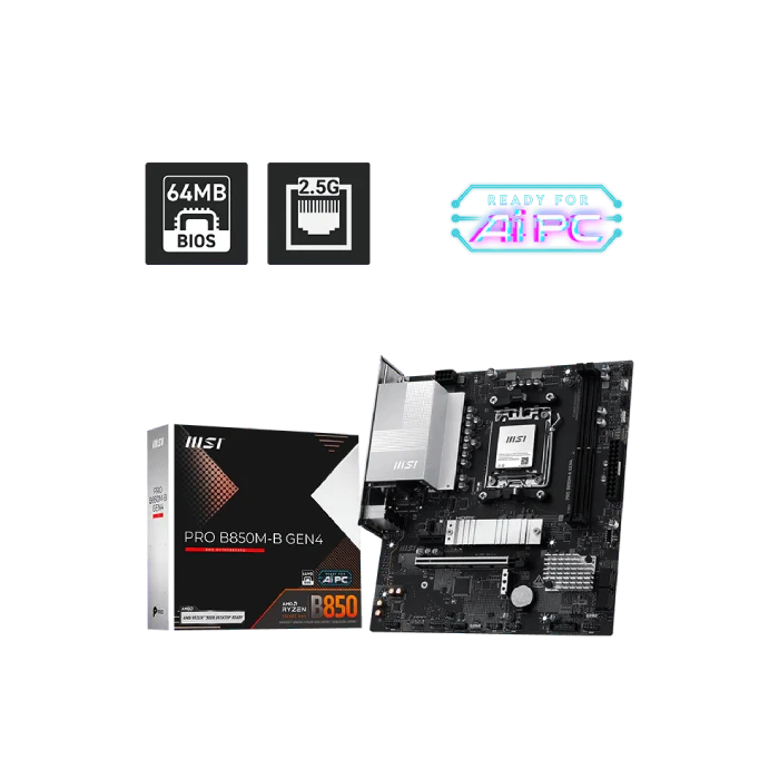 TARJETA MADRE MSI PRO B850M-B GEN4 M5 MATX DDR5 911-7E87-003 NEGRO/BLANCO-2