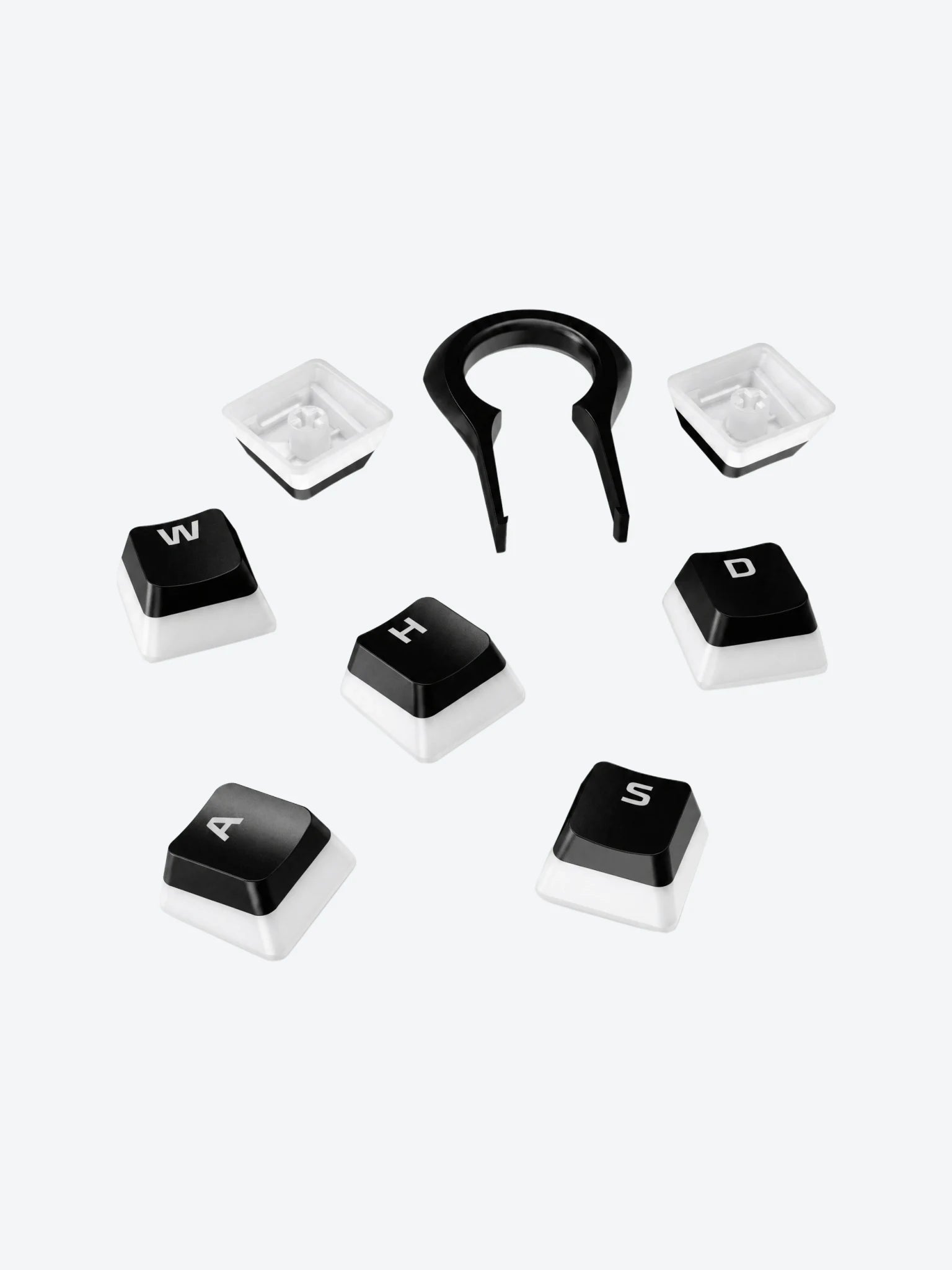 KIT DE TECLAS HYPERX PUDDING ABS KEYCAPS TRASLUCIDO COLOR NEGRO CON BLANCO-1
