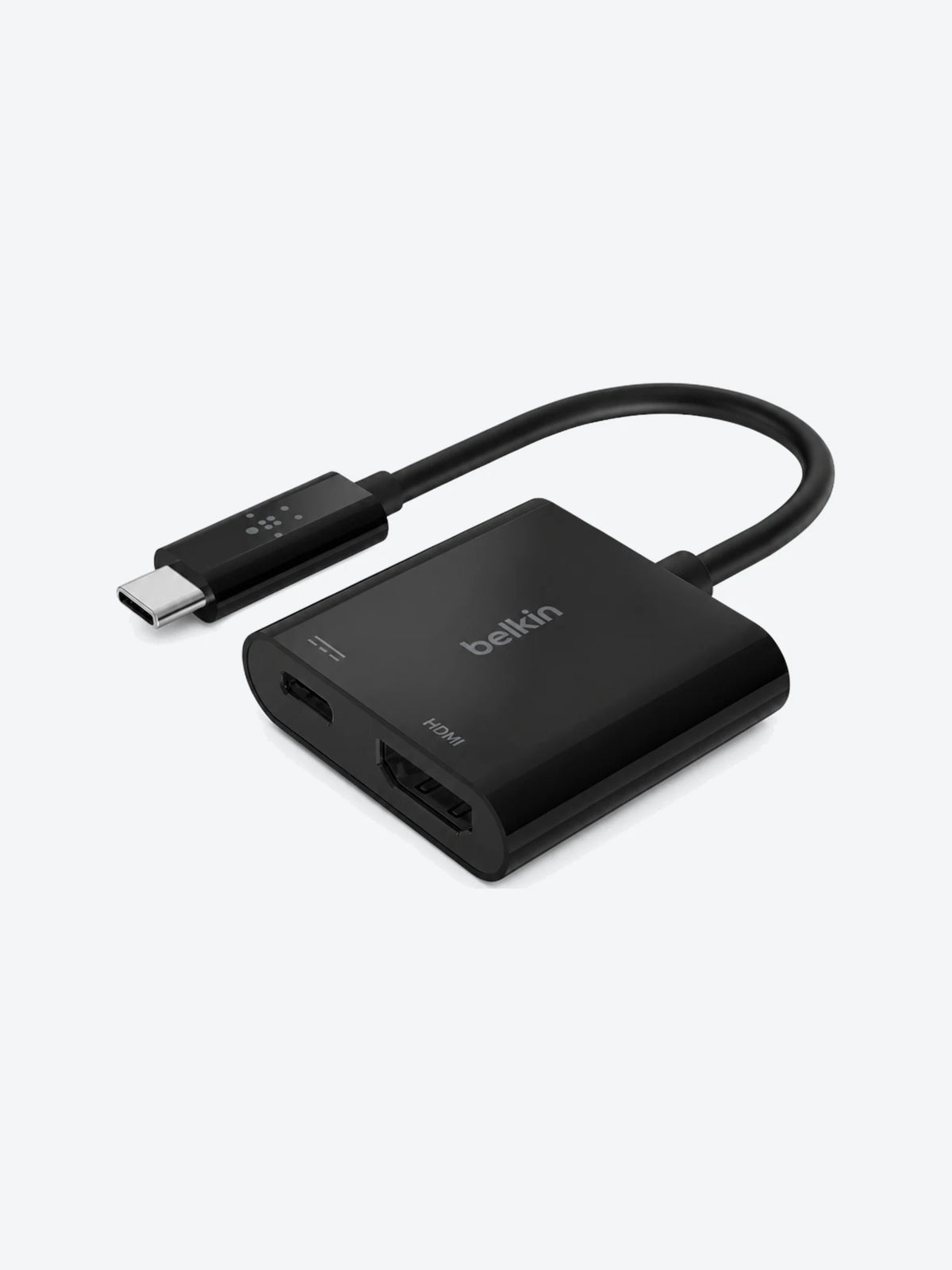 Belkin USB-C to HDMI + Charge Adapter - Adaptador de vídeo - 24 pin USB-C macho a HDMI, USB-C (solo alimentación) hembra - negro - compatibilidad con 4K, USB Power Delivery (60W)-1