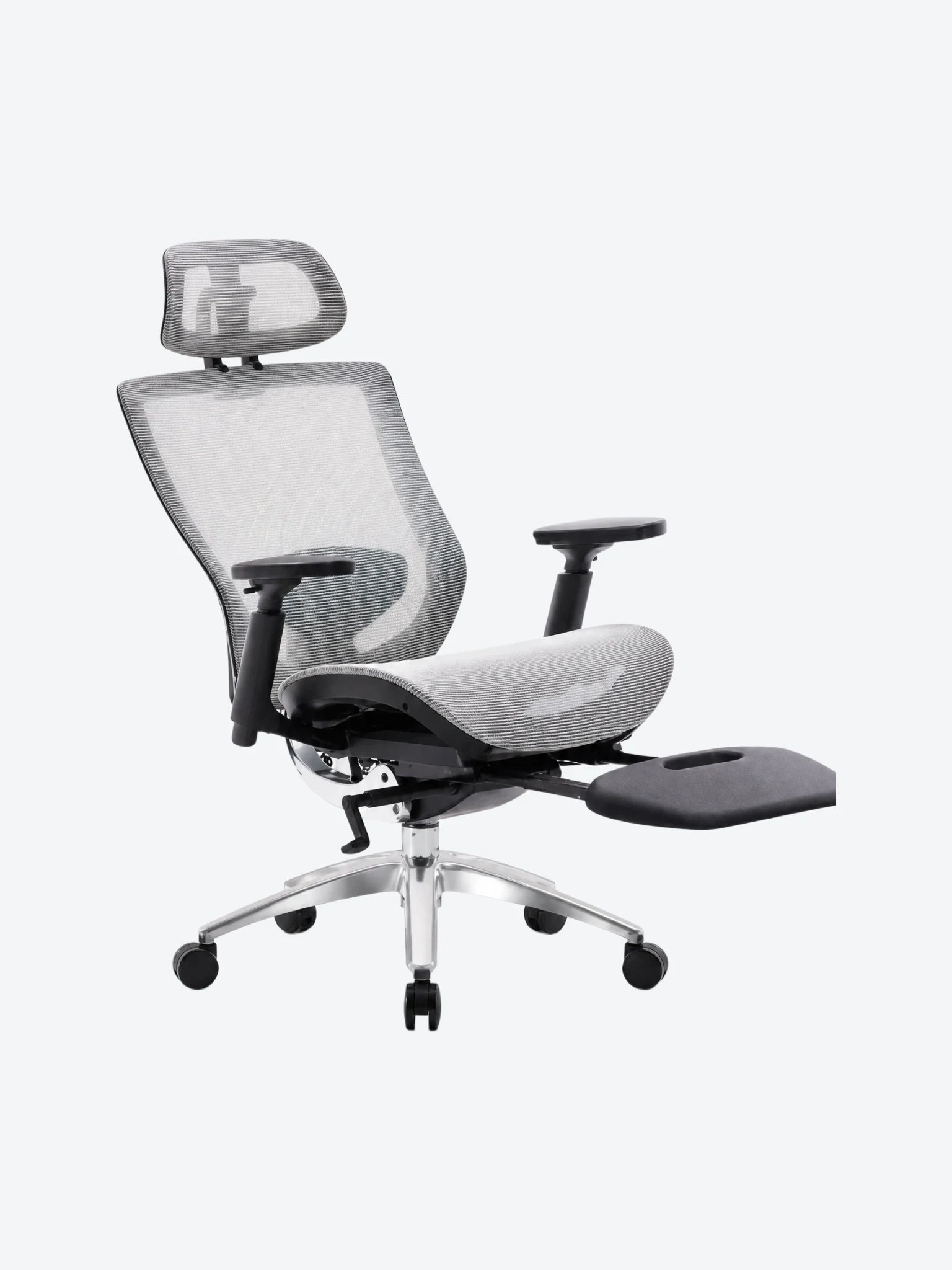 Silla MG-WB-012-A1-BK De Tela Material Coreano Con Reposa Cabeza y Piernas Color Gris con Celeste-1