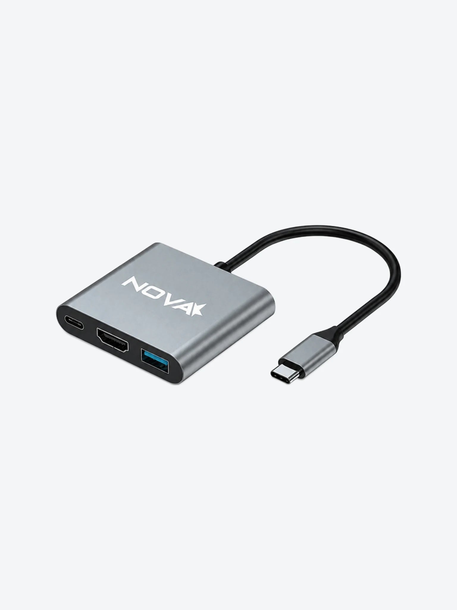 HUB NOVA AHU2S340001C 3 EN 1 USB-C 1 PUERTO USB-C 1 PUERTO USB-A 3.0 Y 1 PUERTO HDMI 4K