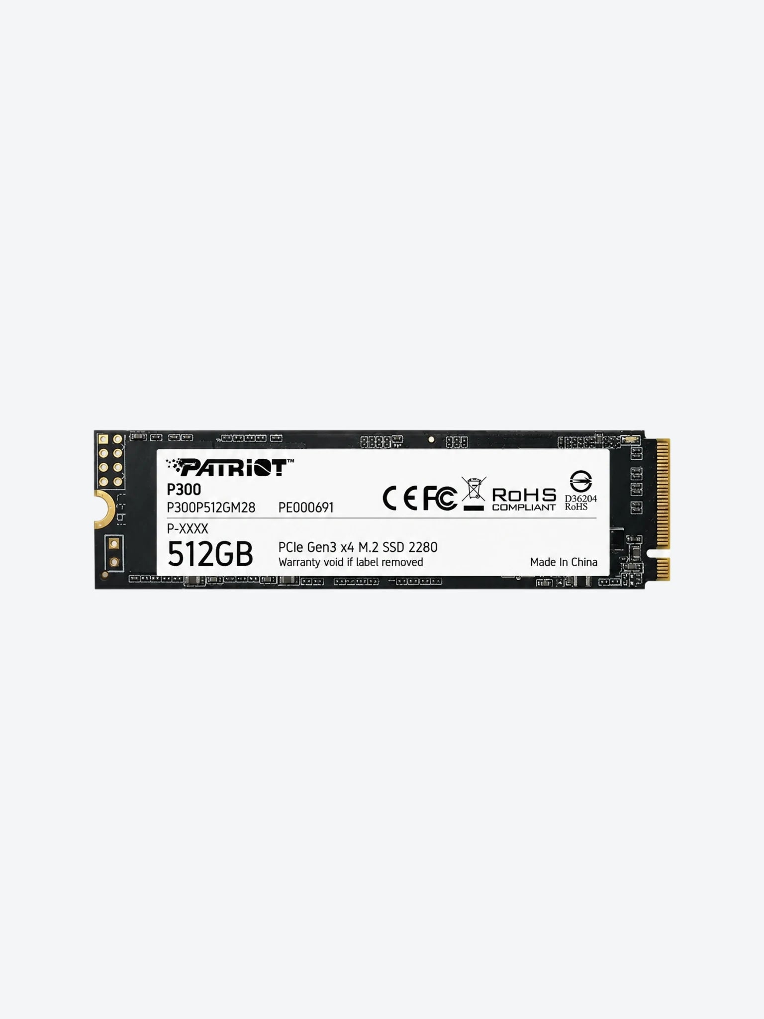 Disco Solido Interno Patriot P300 512GB M.2 2280 PCIE GEN3 X4 1700MB/S / 1100MB/S P300P512GM28-1