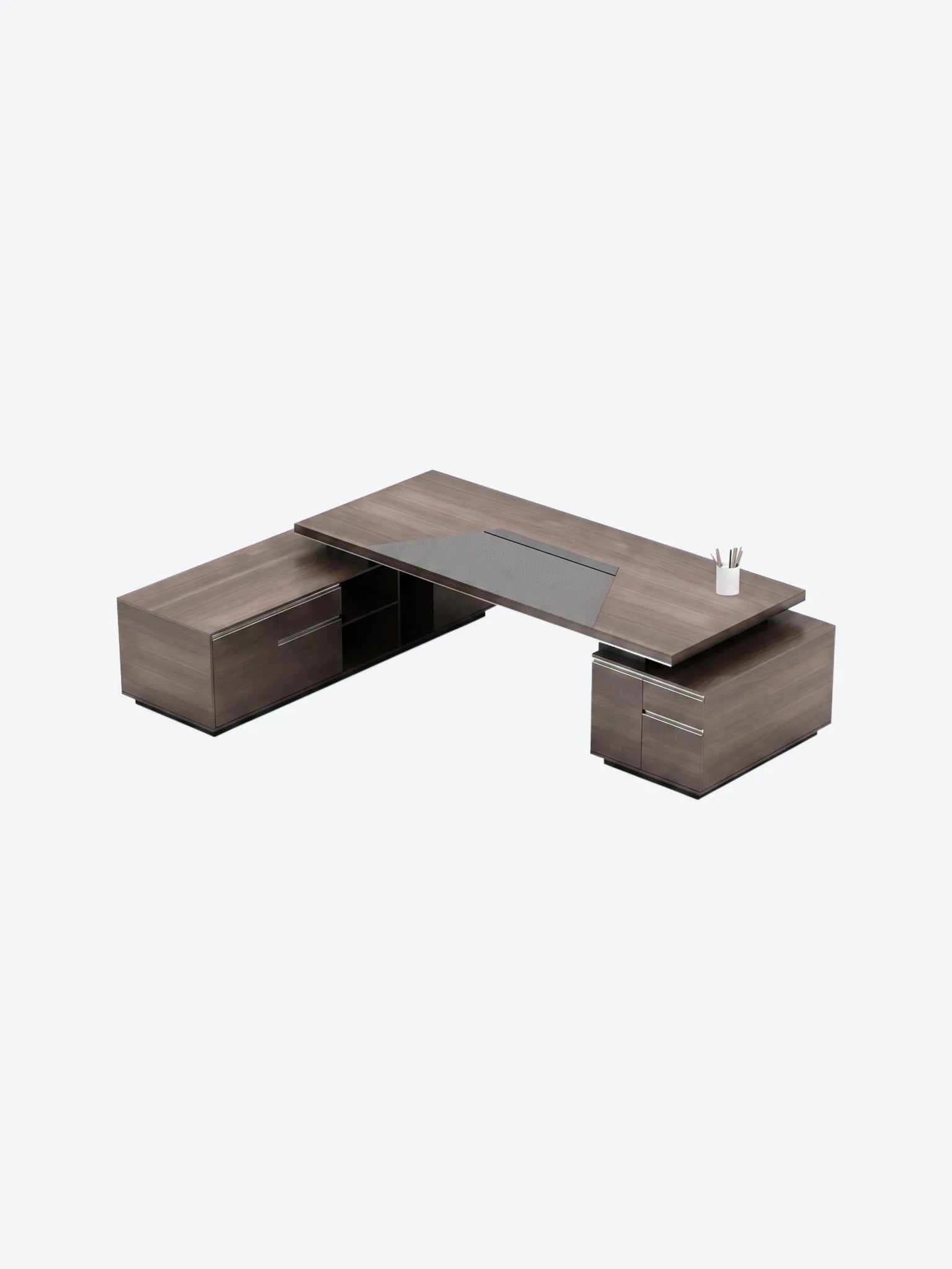 Escritorio Ejecutivo Linkedin Con Gabinete Izquierdo Color Madera con Negro-1