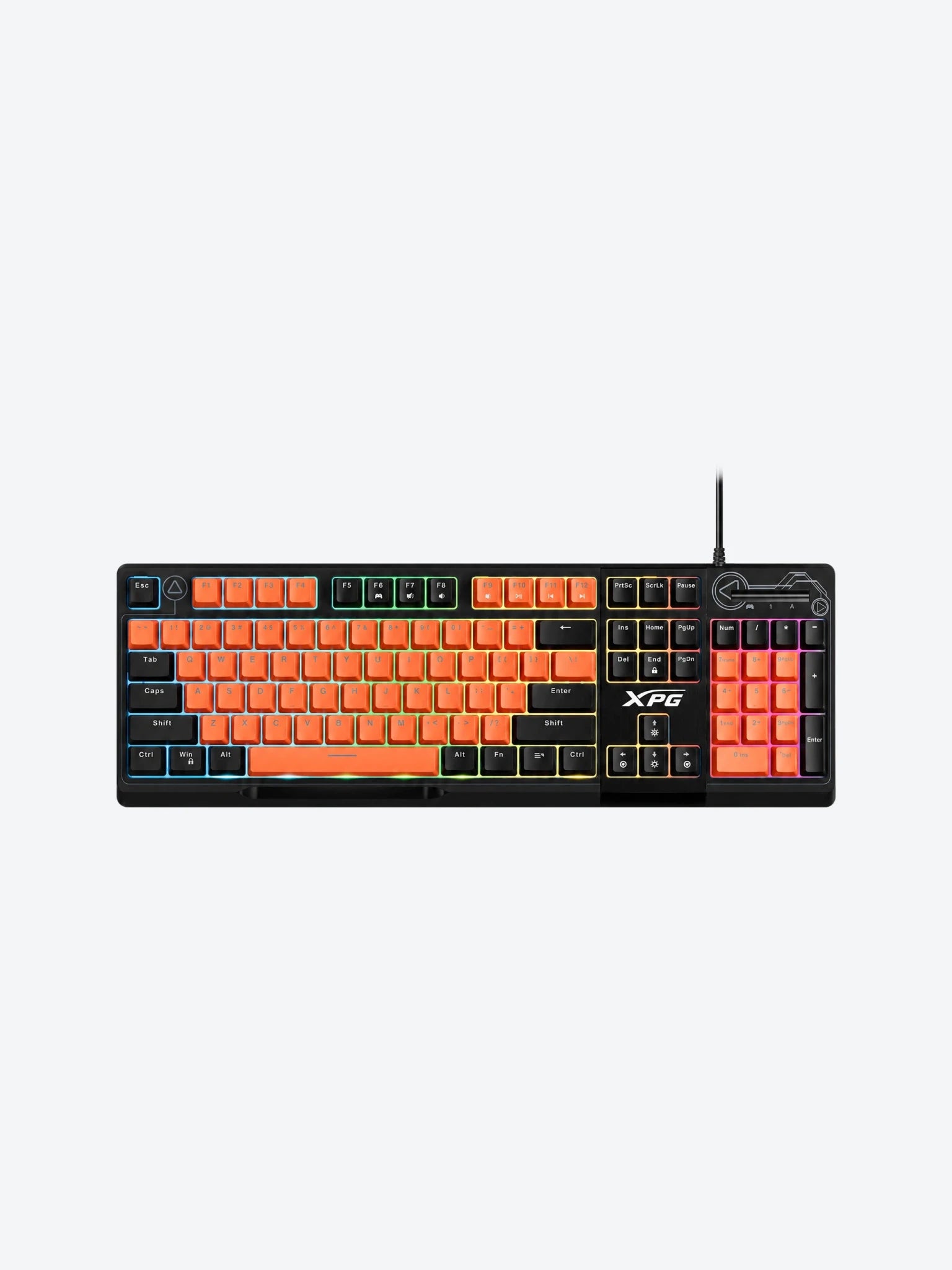 Teclado Alambrico Gaming RGB Adata XPG Seeker Mera Membrana USB  SEEKER105Z-BK/OGCES Color Negro con Naranja