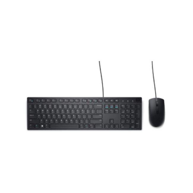 Dell - KM300C - Keyboard and mouse set - Spanish - Wired - USB - Black-1