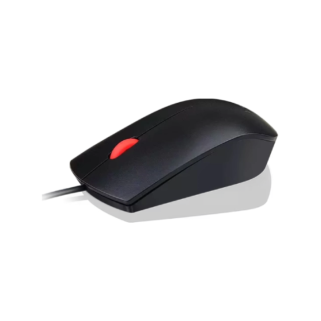 Lenovo Essential - Ratón - diestro y zurdo - óptico - 3 botones - cableado - USB - negro-1