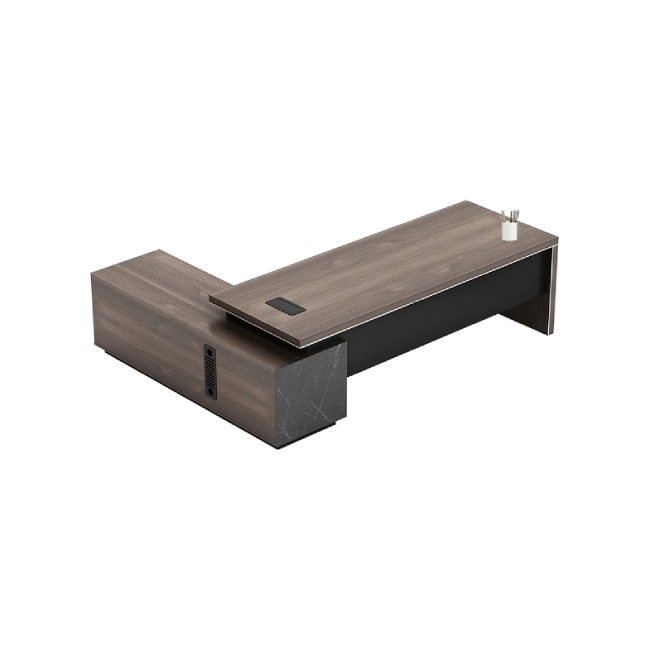 Escritorio Ejecutivo Linkedin Con Gabinete Izquierdo Color Madera con Negro-5