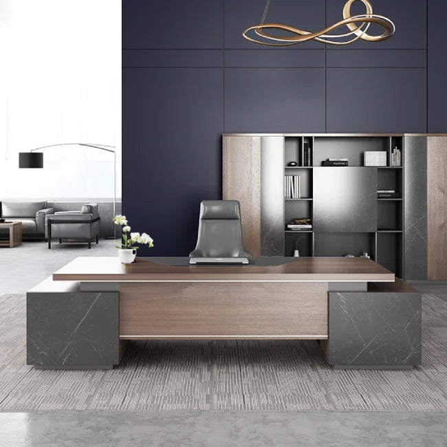 Escritorio Ejecutivo Linkedin Con Gabinete Izquierdo Color Madera con Negro-3