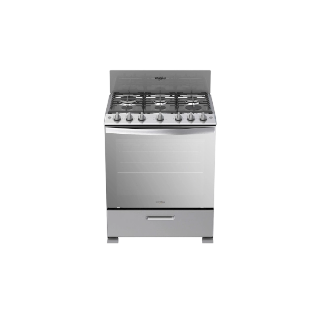 Estufa Whirlpool 30" 6 Quemadores Acero Inoxidable Hierro Fundido Sistema Stop Door Color Gris-3