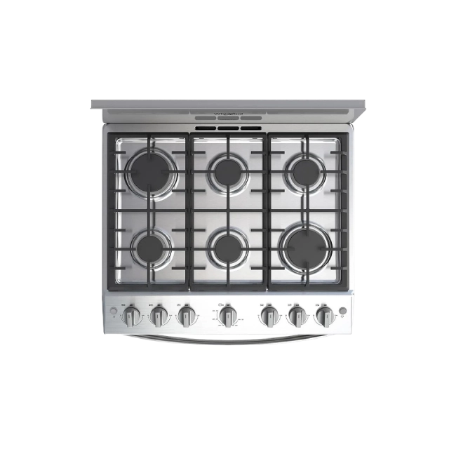 Estufa Whirlpool 30" 6 Quemadores Acero Inoxidable Hierro Fundido Sistema Stop Door Color Gris-5