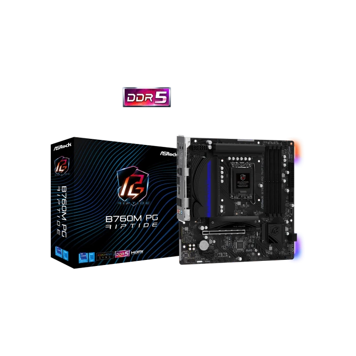 TARJETA MADRE ASROCK B760M PG RIPTIDE WIFI LGA1700 MICRO-ATX DDR5 MB-B760MPGRIPW-2