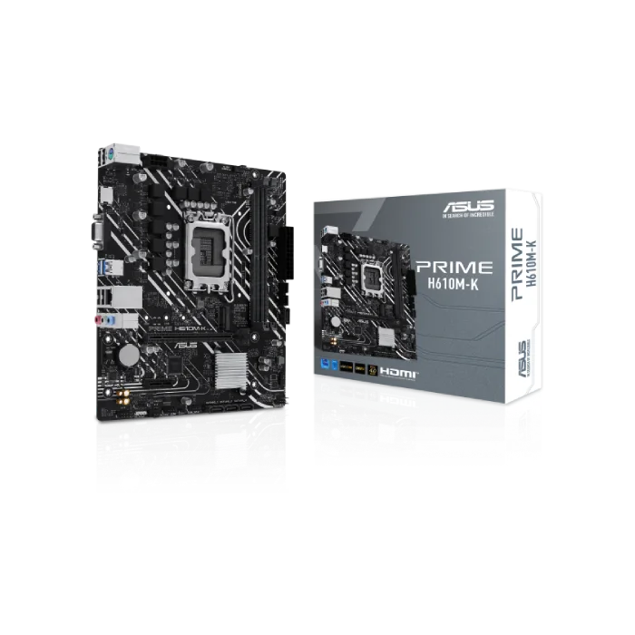 ASUS - PRIME H610M-K - Motherboard - Micro ATX - LGA1700 Socket - Intel H610 - para Core i7 / para Core i5 / para Core i3 / para Celeron / para Pentium - Intel HD Graphics - DDR5-2