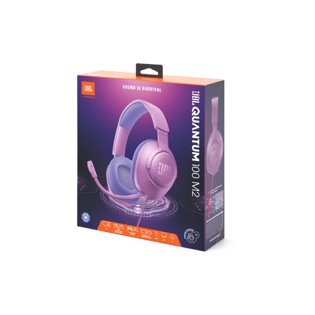 JBL Quantum 100M2 - Auriculares con diadema - Cableado - Púrpura- Respuesta de frecuencia 20 Hz - 20 kHz - Conector de 5.5mm -Tipo de micrófono Asta desmontable-4