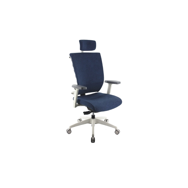 Silla MOT-001A-WH Ergonomica De Tela Color Azul con Respaldo a Rayas Blancas-2