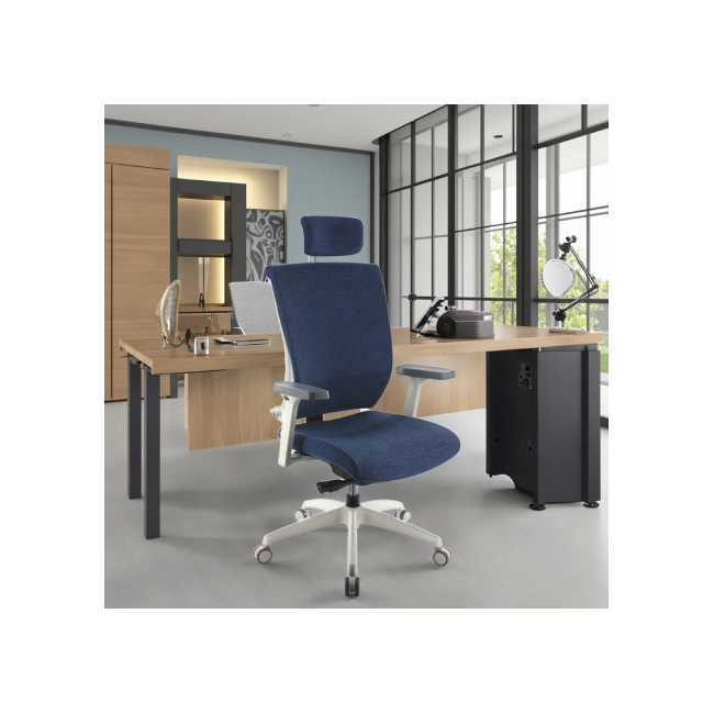 Silla MOT-001A-WH Ergonomica De Tela Color Azul con Respaldo a Rayas Blancas-8