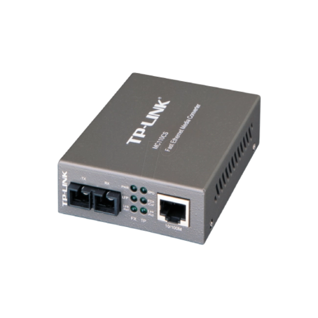TP-Link MC110CS - Conversor de soportes de fibra - 100Mb LAN - 10Base-T, 100Base-FX, 100Base-TX - RJ-45 / modo sencillo SC - hasta 20 km - 1310 nm-1