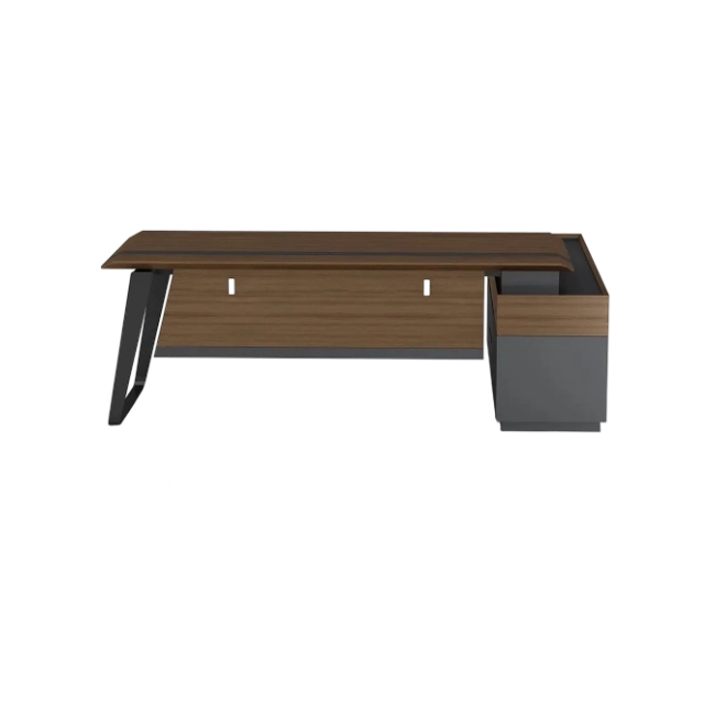 Escritorio Ejecutivo Perry Con Gabinete Derecho Color Madera con Negro-1