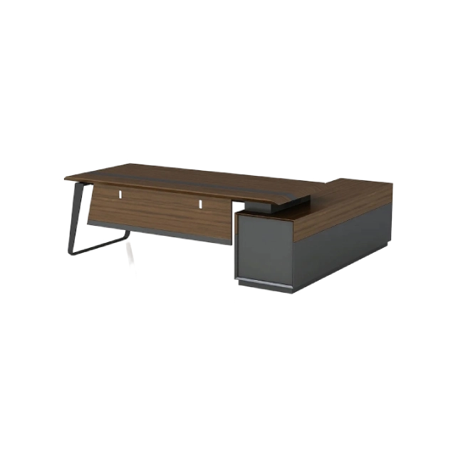 Escritorio Ejecutivo Perry Con Gabinete Derecho Color Madera con Negro-7
