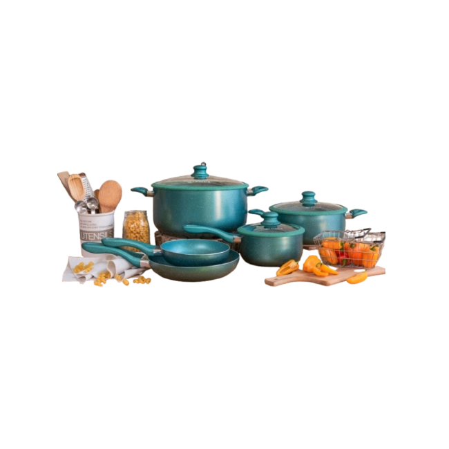 Bateria de Cocina Picca Gravina PI008BMT 8 Piezas de Marmol Colo Turquesa-1