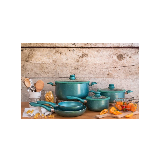 Bateria de Cocina Picca Gravina PI008BMT 8 Piezas de Marmol Colo Turquesa-2