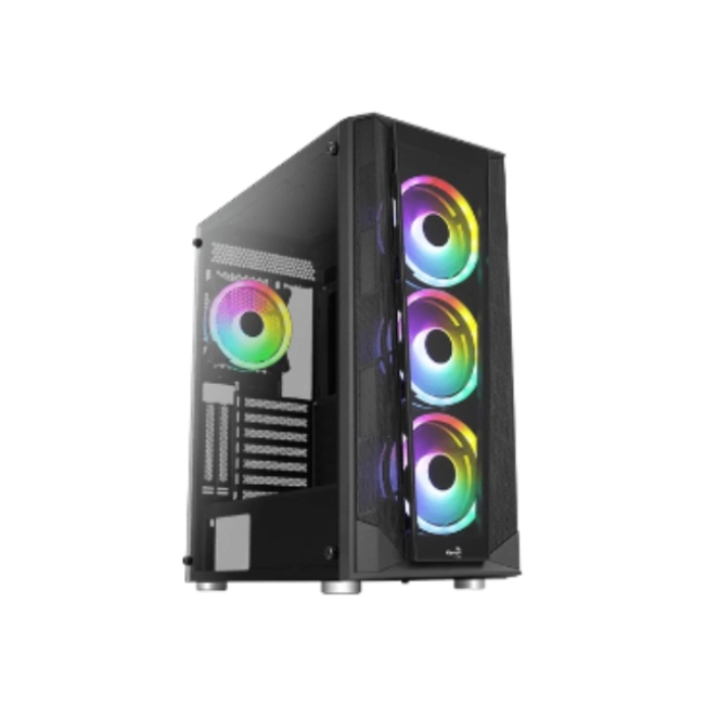 Case Aerocool FRGB PRISM-G-BK-V2 MID Tower Ventiladores 4 de 120mm con Vidrio Vidrio Lateral y Frontal Color Negro-3