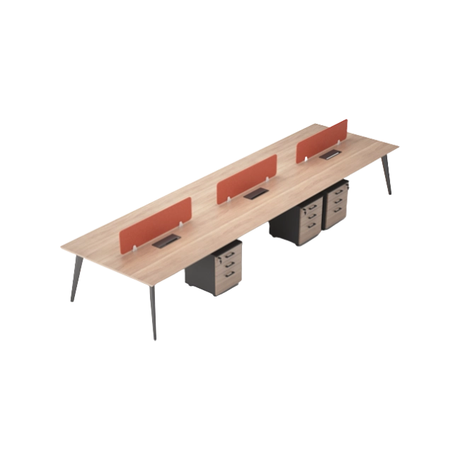 Estacion de Trabajo Reco ZYZ-B01 6 Asientos Frente a Frente Metal Con Division Color Natural con Naranja-1