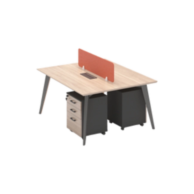Estacion de Trabajo Reco ZYZ-B01 6 Asientos Frente a Frente Metal Con Division Color Natural con Naranja