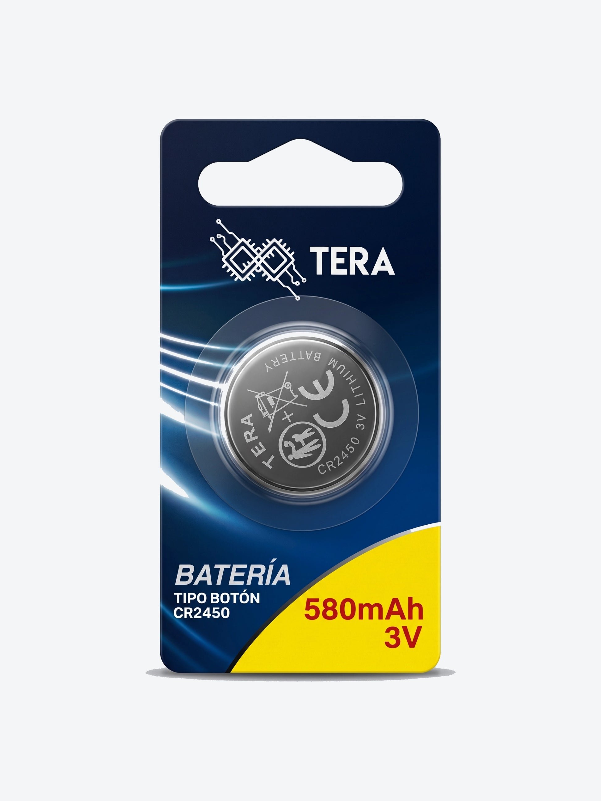 TERA 3V CR2450 Button Cell Battery 580mAh TERA-CR2450-580-1